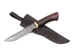 Нож Юрга (дамасская сталь, рукоять венге, кожа)